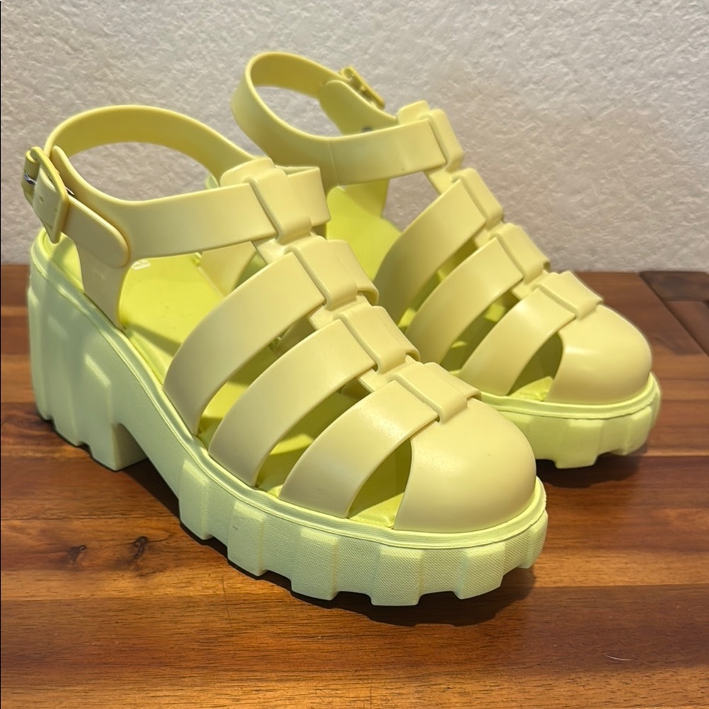 Chunky Lime Green Platform Sandals